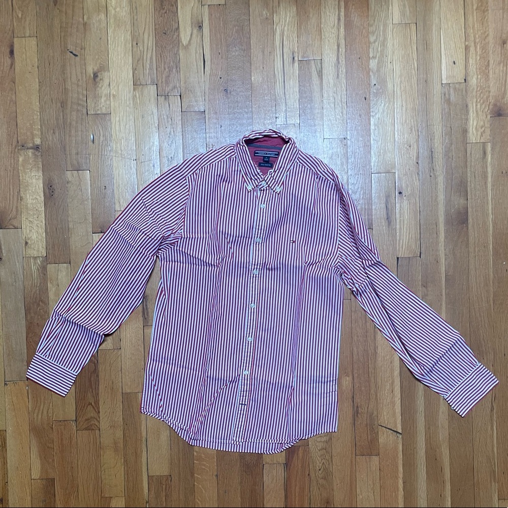 Tommy Hilfiger Red and White Striped button down